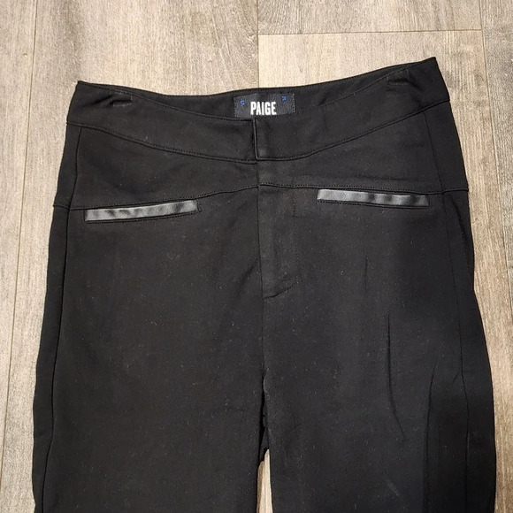 Paige Black Skinny Legging with Leather Details - Picture 3 of 5